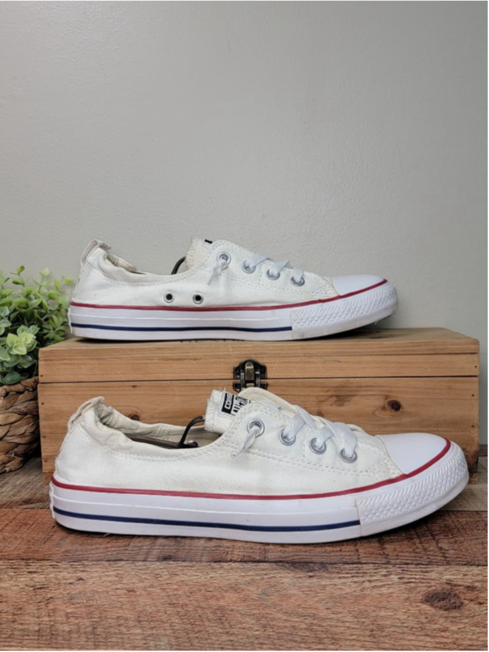 Converse 10 Shoreline Slip On White Canvas Sneakers Low Top Women's Shoes CTAS